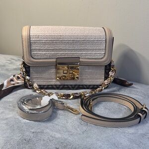 Aldo Cailla Mini Woven Satchel - Tan/Brown - Like New